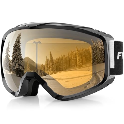 Findway Skibrille Erwachsene für Herren Damen, Snowboardbrille für Brillenträger, OTG UV-Schutz Kompatibler Helm Anti Fog Skibrillen, Orange Sphärisch Verspiegelt von Findway