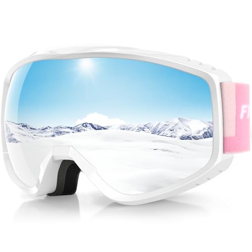 Findway Skibrille Erwachsene für Herren Damen, Snowboardbrille für Brillenträger, OTG UV-Schutz Kompatibler Helm Anti Fog Skibrillen, Rosa Sphärisch Verspiegelt von Findway