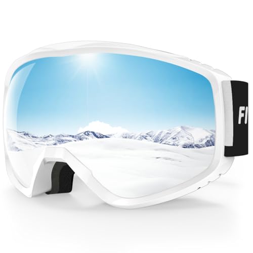 Findway Skibrille Erwachsene für Herren Damen, Snowboardbrille für Brillenträger, OTG UV-Schutz Kompatibler Helm Anti Fog Skibrillen, Silber Sphärisch Verspiegelt von Findway