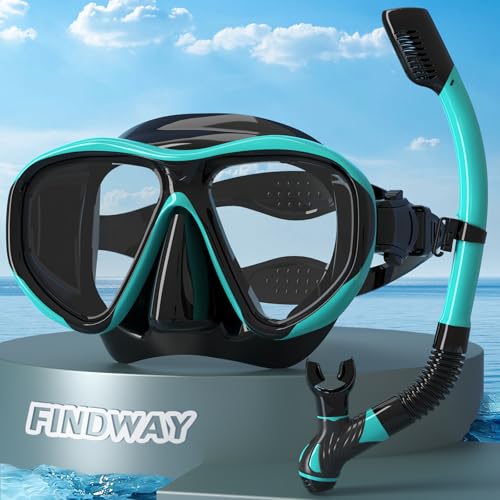 Findway schnorchelset Erwachsene,Schnorchelset mit taucherbrille und schnorchel, Anti-Leck & Anti-Fog & Anti-UV Tauchmaske aus Gehärtetem Glas für Tauchen, Schnorcheln und Schwimmen,Frauen und Männer von Findway