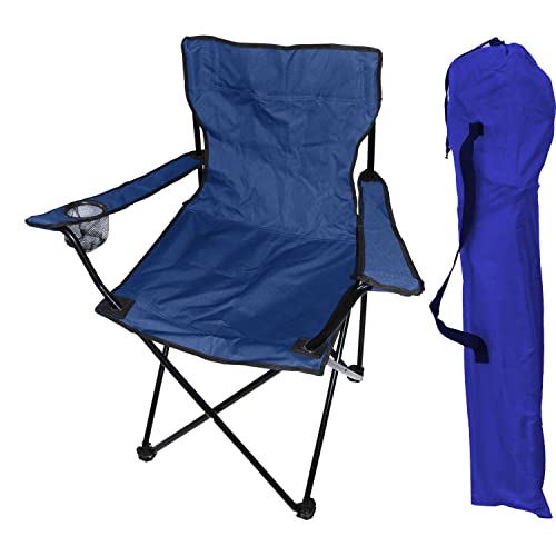 Anglerstuhl Anglersessel Campingstuhl Faltstuhl Regiestuhl mit Getränkehalter und Tasche in Blau von FineHome