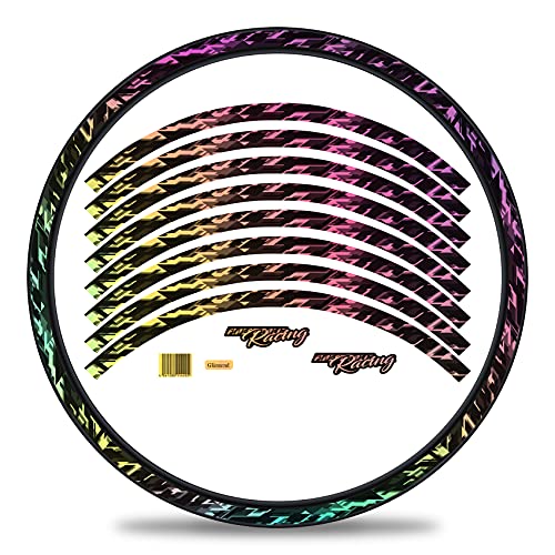 Finest Folia 16-teiliges Set Felgenrandaufkleber Sticker für Fahrrad Felgen im Future Design Komplett Set für 27" 29" für Rennrad Mountainbike MTB Laufrad RX026 (Hologramm Silber, Glanz) von Finest Folia