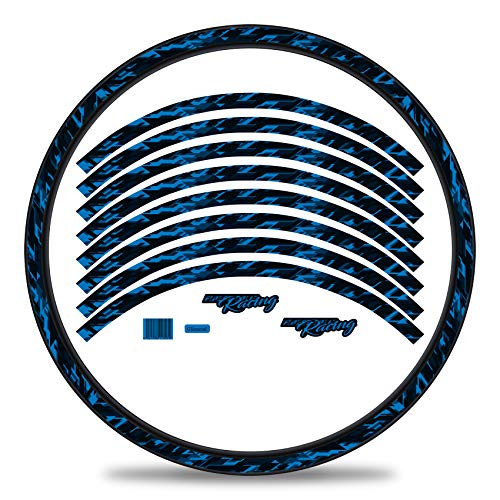 Finest Folia 16-teiliges Set Felgenrandaufkleber Sticker für Fahrrad Felgen im Future Design Komplett Set für 27" 29" für Rennrad Mountainbike MTB Laufrad RX026 (Neon Blau, Glanz) von Finest Folia