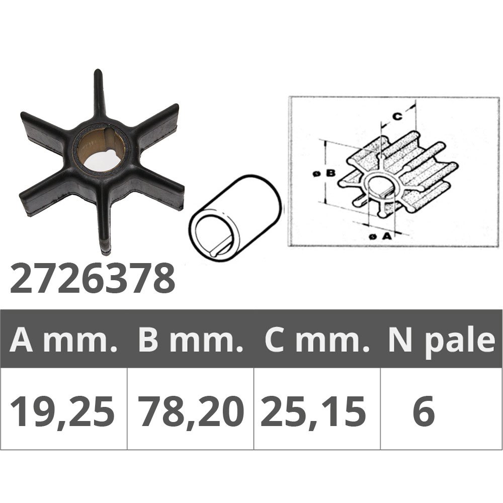 Finnord Mariner/mercury 2-4t 40/80hp 6 Blades Impeller Silber 19.25 x 78.2 x 25.15 mm von Finnord