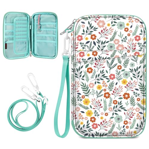 Fintie Reisepass Tasche Familie Reiseorganizer, RFID-Blockier Wasserdicht Handytasche Reisepasshülle Ausweistasche Dokumente 6 Pässe für Damen und Herren, Frühlingblume Fintie Reisepass Tasche Familie Reiseorganizer, RFID-Blockier Wasserdicht Handytasche Reisepasshülle Ausweistasche Dokumente 6 Pässe für Damen und Herren, Frühlingblume von Fintie