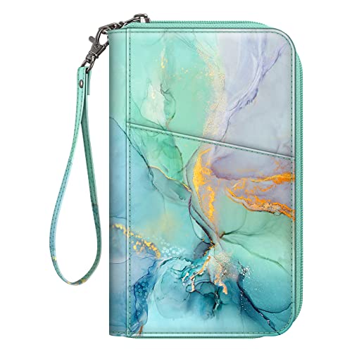 Fintie Reisepasshülle, Reisebrieftasche für Familie 4–6, RFID-blockierend, Reisedokumenten-Organizer, Clutch für Reisepässe, Visitenkarten, Kreditkarten, Bordkarten, Smaragd-Marmor Fintie Reisepasshülle, Reisebrieftasche für Familie 4–6, RFID-blockierend, Reisedokumenten-Organizer, Clutch für Reisepässe, Visitenkarten, Kreditkarten, Bordkarten, Smaragd-Marmor von Fintie