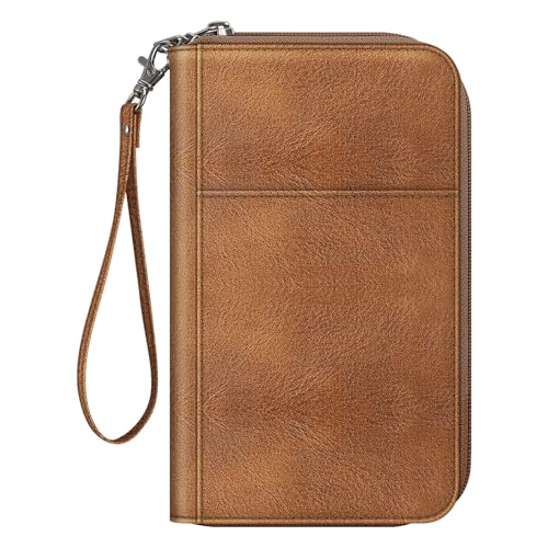 Fintie Reisepass Tasche Familie Reiseorganizer, Wasserdicht Reisepasshülle Ausweistasche Dokumentee mit RFID Blockier für Damen und Herren, Braun Fintie Reisepass Tasche Familie Reiseorganizer, Wasserdicht Reisepasshülle Ausweistasche Dokumentee mit RFID Blockier für Damen und Herren, Braun von Fintie