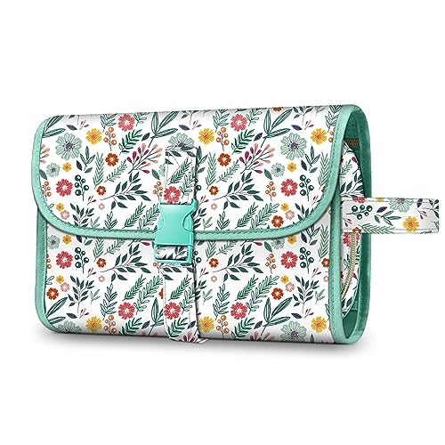 Fintie Tragbare Kulturtasche Kosmetiktasche Reisetasche, Große wasserdichte Aufhängen Make-up Organizer Stauraum Tasche für Damen Mädchen, Frühling von Fintie