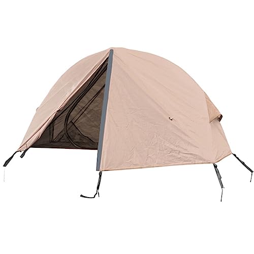 Fiorky Camping-Klappzelt, tragbar, for den Außenbereich, vom Boden aus, wasserdicht, UV-beständig, verwendet mit Bettwander-Überlebensausrüstung (Khaki) von Fiorky