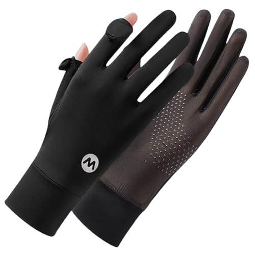 Fiorky Damen UV-Sonnenschutz-Handschuhe, Vollfinger-Touchscreen, Sonnenschutz-Handschuhe, atmungsaktive Eisseide-Fahrradhandschuhe, rutschfest, for Radfahren, Fahren (schwarz) von Fiorky