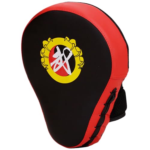 Fiorky Gebogenes Box-Handziel, PU-Leder, 5-Finger-Handziel, verschleißfestes Kampf-Hand-Kick-Pad, Sport-Trainingsausrüstung (rot schwarz) von Fiorky