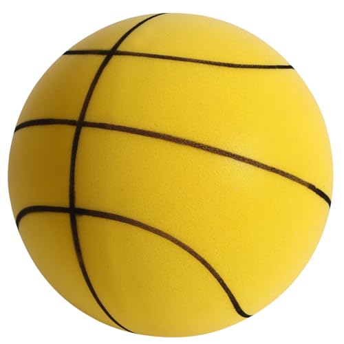 Fiorky Indoor Silent Basketball Hochbelastbarer, gedämpfter Dribbling-Basketball, leicht, 3/5/7 for Verschiedene Indoor-Aktivitäten (Gelb 24 cm) von Fiorky