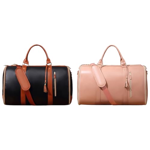 Fiorky Kleidersack, Handgepäck-Reisetasche, PU-Leder, Reisetasche for Geschäftsreisen (schwarz) von Fiorky