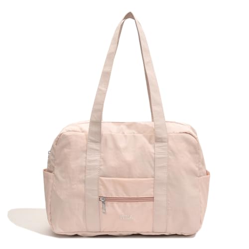 Fiorky Unisex Weekender-Reisetasche, Oxford-Stoff, Alltags-Übernachtungstasche, mehrere Taschen, leichte Tragetasche, Outdoor-Kurztrip-Tasche (Pink) von Fiorky