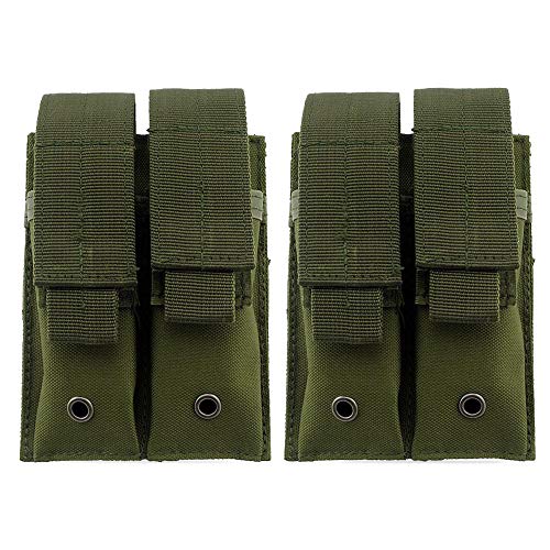 Fippy 2 STÜCKE Magazintasche Taktische Doppel Pistol Magazine Pouch, 600D Nylon Stoff Molle Magazintasche für Pistole (Armee grün) von Fippy