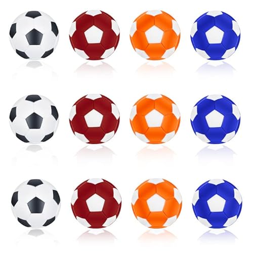 Firschoie 12 Tischfußball Kickerbälle,Tabletop Football aus ABS,32mm Mini Tischfussball Ersatzbälle, 4 Farbkombinationen, für Erwachsene Kinder Fußball Tisch Spiel Bedarf von Firschoie