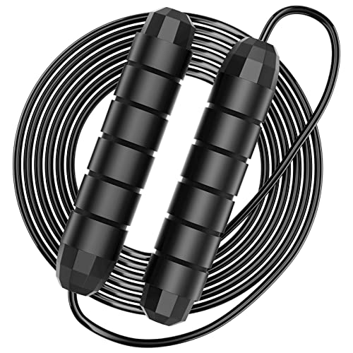 Firschoie Springseil, Rutschfester Griff aus weichem Schaumstoff 3M Speed Rope, Einstellbare Länge, für Fitness-Ausdauer-Training Aerobic-Übungen, Geeignet für Kinder und Erwachsene(Schwarz) von Firschoie