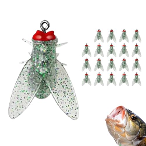 Bionics Fliegenfischköder 20 Stück, 2024 Neuer Fliegenhaken, weicher Köder, Fischlockstoff-Angelausrüstung hinzufügen, Fliegenfischköder-Set, Angelfliege für alle Arten von Gewässern von Firulab
