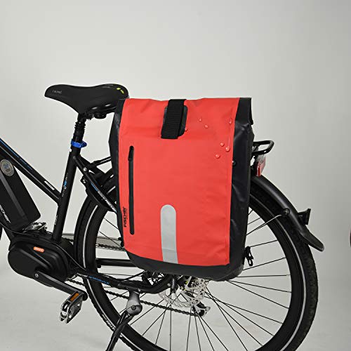 FISCHER 86282 Gepäckträger-Tasche für das Fahrrad, mit Rucksackfunktion, wasserdichtes Material, komfortable Handhabung, mit Reflektoren-Streifen, Rot FISCHER 86282 Gepäckträger-Tasche für das Fahrrad, mit Rucksackfunktion, wasserdichtes Material, komfortable Handhabung, mit Reflektoren-Streifen, Rot von Fischer