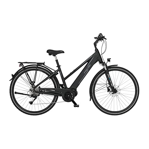 Fischer E-Bike Trekking, VIATOR 4.1i Elektrofahrrad für Damen, RH 44 cm, Mittelmotor 80 Nm, 36 V Akku im Rahmen, schwarz matt, 28 Zoll von Fischer