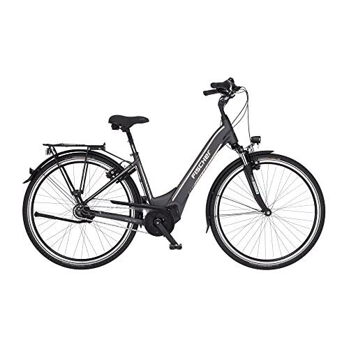 Fischer E-Bike City, CITA 5.0i Elektrofahrrad für Damen und Herren, RH 44 cm, Mittelmotor 50 Nm, 36 V Akku im Rahmen, schiefergrau matt, 28 Zoll von Fischer