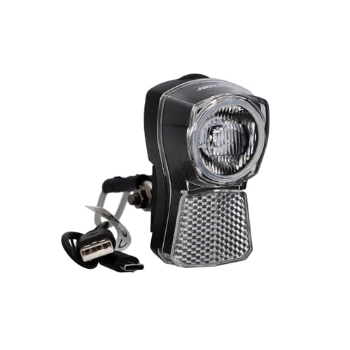 FISCHER Fahrrad LED-Frontlicht 45/20 Lux, mit Akku und USB-Ladefunktion, Dynamo-Look, Spritzwasserschutz nach IP44, StVZO-zugelassen, Schwarz FISCHER Fahrrad LED-Frontlicht 45/20 Lux, mit Akku und USB-Ladefunktion, Dynamo-Look, Spritzwasserschutz nach IP44, StVZO-zugelassen, Schwarz von Fischer