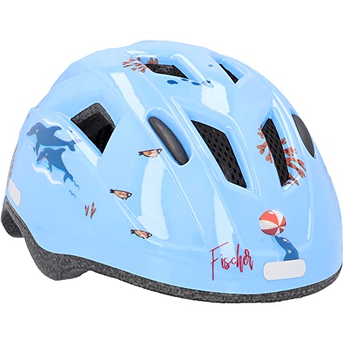 FISCHER Kinderhelm, Fahrradhelm, Jugendhelm Delfin, XS/S, 48-54cm, blau, mit integriertem LED-Rücklicht von Fischer