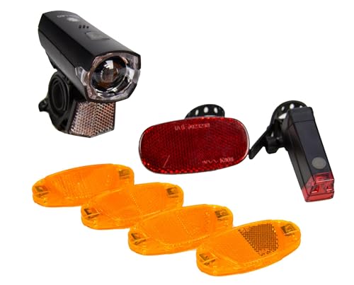 Fischer Fahrrad Beleuchtungs-Set 12 Lux, 7-teiliges Batterie-Leuchtenset, Front- und Rückleuchte, Reflektor und Speichenstrahler, Spritzwasserschutz nach IP44, StVZO-zugelassen Fischer Fahrrad Beleuchtungs-Set 12 Lux, 7-teiliges Batterie-Leuchtenset, Front- und Rückleuchte, Reflektor und Speichenstrahler, Spritzwasserschutz nach IP44, StVZO-zugelassen von Fischer