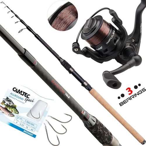 Fischzeux Angelset Raubfisch Friedfisch komplett – Shadow Tele Allround Profi Set (Tele 40 (25-40g), 2,40 m) von Fischzeux