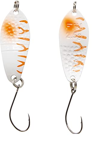 Fishing Tackle Max FTM Spoon Dragon UV Blinker 2,5g - Weiß-Orange/Weiß Orange Forellenblinker von Fishing Tackle Max