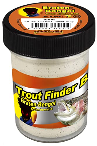 Fishing Tackle Max FTM TFT Trout Finder Bait Braten-Bengel Glitter Paste 50g Schwimmend Forellenteig Forellenpaste Teig Paste Forellenangeln (weiß) von Fishing Tackle Max