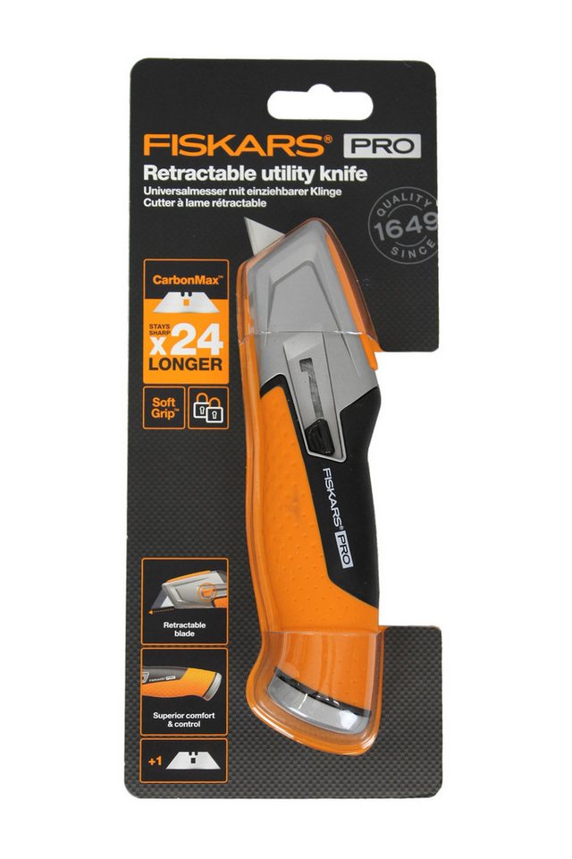 Fiskars Universalmesser CarbonMax Universalmesser mit einziehbarer Klinge Fiskars Universalmesser CarbonMax Universalmesser mit einziehbarer Klinge von Fiskars
