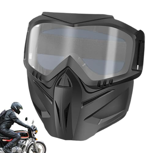 Fisssure Brille mit Gesichtsabdeckung, Gesichtsabdeckung mit Brille, Fahrradbrille, Motorradbrille mit Gesichtsabdeckung, verstellbare UV-Schutzbrille für Geländemotorräder von Fisssure