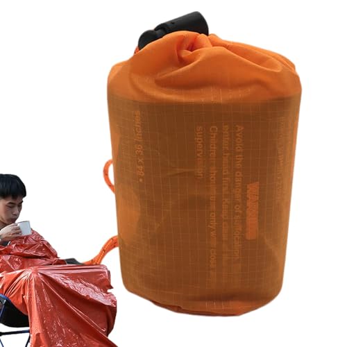 Outdoor-Camping-Notfallschlafsack – orangefarbener wasserdichter Einzelschlafsack aus Aluminiumfolie, warme Notfall-Aufbewahrungstasche für Katastrophenhilfe und Schutz von Fisssure