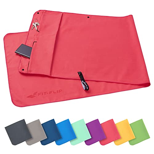 Fit-Flip Fitness Handtuch - mit Magnet und Reißverschluss Tasche - Gym Handtuch aus Mikrofaser für Sport und Fitness - Kompakt & Schnelltrocknend - Sporthandtuch Fitnessstudio - Koralle - 130x48cm Fit-Flip Fitness Handtuch - mit Magnet und Reißverschluss Tasche - Gym Handtuch aus Mikrofaser für Sport und Fitness - Kompakt & Schnelltrocknend - Sporthandtuch Fitnessstudio - Koralle - 130x48cm von Fit-Flip