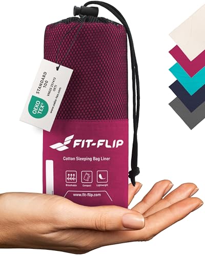 Fit-Flip Hüttenschlafsack Baumwolle - ultraleichter Innenschlafsack 325g - dünner Reiseschlafsack - kompakt, klein & seidig weich - Schlafsack Inlett mit Kissenfach - Farbe: Fuchsia Fit-Flip Hüttenschlafsack Baumwolle - ultraleichter Innenschlafsack 325g - dünner Reiseschlafsack - kompakt, klein & seidig weich - Schlafsack Inlett mit Kissenfach - Farbe: Fuchsia von Fit-Flip