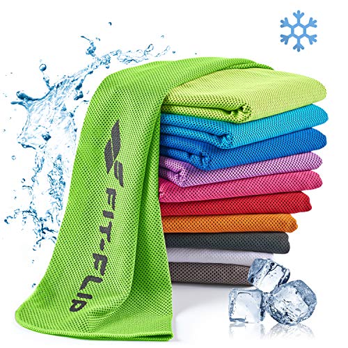 Fit-Flip Kühlendes Handtuch - als Cooling Towel und mikrofaser Kühltuch - kühlendes Sporthandtuch - Airflip Towel für Fitness und Sport - Ice Towel Kühlhandtuch (neon grün, 120x35cm) von Fit-Flip