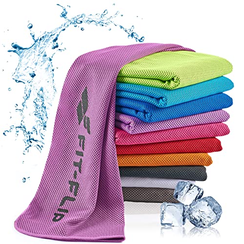 Fit-Flip Kühlendes Handtuch - als Cooling Towel und mikrofaser Kühltuch - kühlendes Sporthandtuch - Airflip Towel für Fitness und Sport - Ice Towel Kühlhandtuch (Violet, 120x35cm) von Fit-Flip