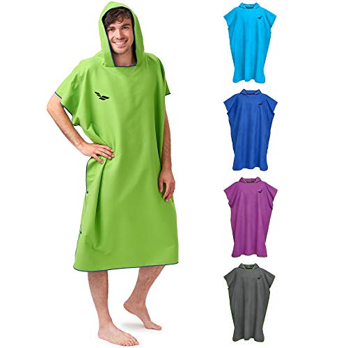 Fit-Flip Umziehhilfe, Surf Poncho – Mikrofaser Surfponcho, Umkleidehilfe Damen, Badeponcho, Poncho Mikrofaser – Größe M, grün/dunkelblau von Fit-Flip