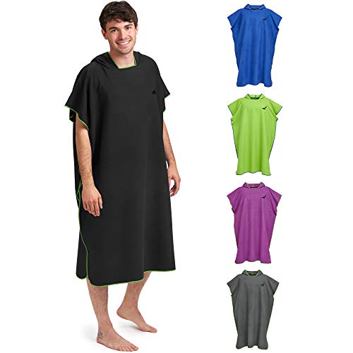 Fit-Flip Umziehhilfe, Surf Poncho, Mikrofaserponcho, Umkleidehilfe Damen, Poncho Wassersport, Poncho extra lang – Größe M, schwarz/grün von Fit-Flip