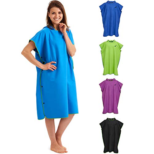 Fit-Flip Umziehhilfe, Surf Poncho, Umziehponcho, Umkleidehilfe Damen, Badeponcho, Surf Poncho Mikrofaser – Größe M, blau/grün von Fit-Flip