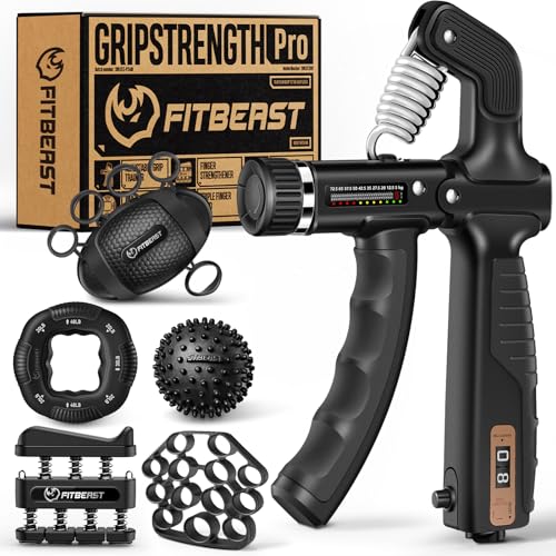 FitBeast Handtrainer, Unterarmtrainer Set – 6-teilig mit einstellbarem Widerstand, Griffkraft Trainer, Fingertrainer und Massagebällen für Handtherapie, Grifftraining und Erholung FitBeast Handtrainer, Unterarmtrainer Set – 6-teilig mit einstellbarem Widerstand, Griffkraft Trainer, Fingertrainer und Massagebällen für Handtherapie, Grifftraining und Erholung von FitBeast