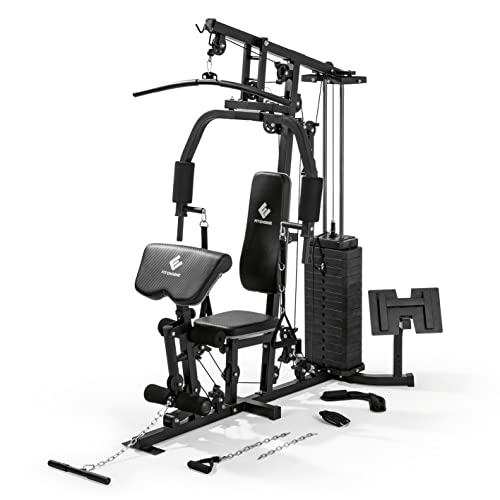 FitEngine Kraftstation | Multifunktions-Homegym für den ganzen Körper | Gewichte bis zu 67 kg einstellbar, mit Latzugstange, Beinpresse, Bizepscurl-Polster u.v.m. | Hochwertiges Stahlmaterial FitEngine Kraftstation | Multifunktions-Homegym für den ganzen Körper | Gewichte bis zu 67 kg einstellbar, mit Latzugstange, Beinpresse, Bizepscurl-Polster u.v.m. | Hochwertiges Stahlmaterial von FitEngine
