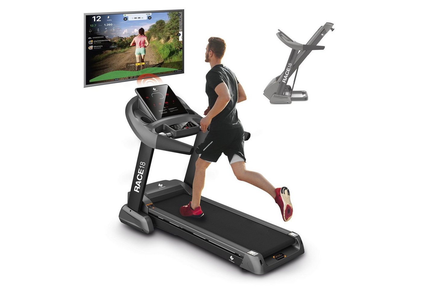 FitEngine Laufband RACE18 Fitnessgerät Heimfitness 150 kg belastbar, extra breite Lauffläche - bis 18 km/h & 15% Steigung FitEngine Laufband RACE18 Fitnessgerät Heimfitness 150 kg belastbar, extra breite Lauffläche - bis 18 km/h & 15% Steigung von FitEngine