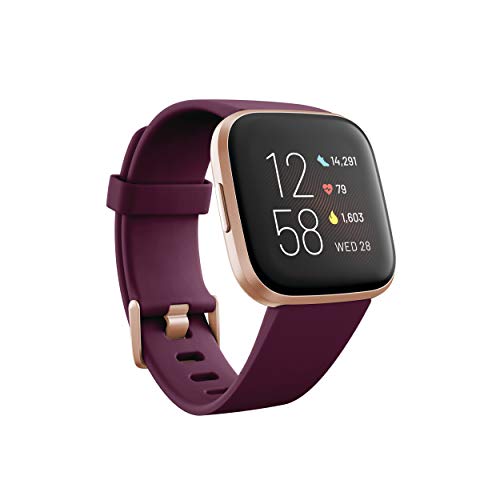 Fitbit Versa 2 Amazon Exclusive – Gesundheits- und Fitness-Smartwatch mit Sprachsteuerung, Schlafindex und Musikfunktion, Bordeaux, mit Alexa-Integration von Fitbit