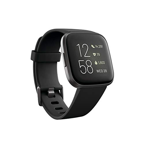 Fitbit Versa 2 Health & Fitness Smartwatch with Voice Control, Sleep Score & Music, One Size, Black - Carbon von Fitbit