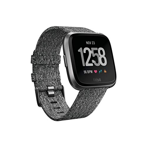 Fitbit Versa Special Edition, Gesundheits & Fitness Smartwatch mit Herzfrequenzmessung, 4+ Tage Akkulaufzeit & Wasserabweisend bis 50 m Tiefe, Holzkohle von Fitbit