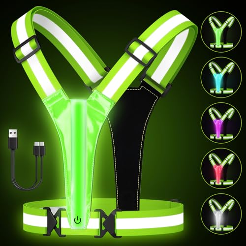 Fitense LED Warnweste Fahrrad Reflektorweste, LED Laufweste Reflektorweste Warnweste Wiederaufladbare USB Lauflampe, Reflektorweste Leuchtweste Lauflicht für Joggen Wandern oder Radfahren Fitense LED Warnweste Fahrrad Reflektorweste, LED Laufweste Reflektorweste Warnweste Wiederaufladbare USB Lauflampe, Reflektorweste Leuchtweste Lauflicht für Joggen Wandern oder Radfahren von Fitense