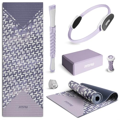 Fitfiu Fitness KITWELL-601-6er-Pack Yoga- und Pilates-Zubehör in Lila mit Matte, Reifen, Block, Fußmassagegerät, Massagestab und Yogagurt, Einzigartiges geometrisches Design Fitfiu Fitness KITWELL-601-6er-Pack Yoga- und Pilates-Zubehör in Lila mit Matte, Reifen, Block, Fußmassagegerät, Massagestab und Yogagurt, Einzigartiges geometrisches Design von Fitfiu