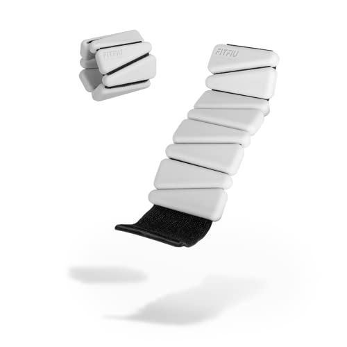 Fitfiu Fitness RECTANCULAR Wrist - Set aus 2 x 0,5kg Stahlgewichtsarmbändern aus weißem, weichem Silikon für zusätzlichen Widerstand an Hand- und Fußgelenk, Shapes COLLLECTION von Fitfiu